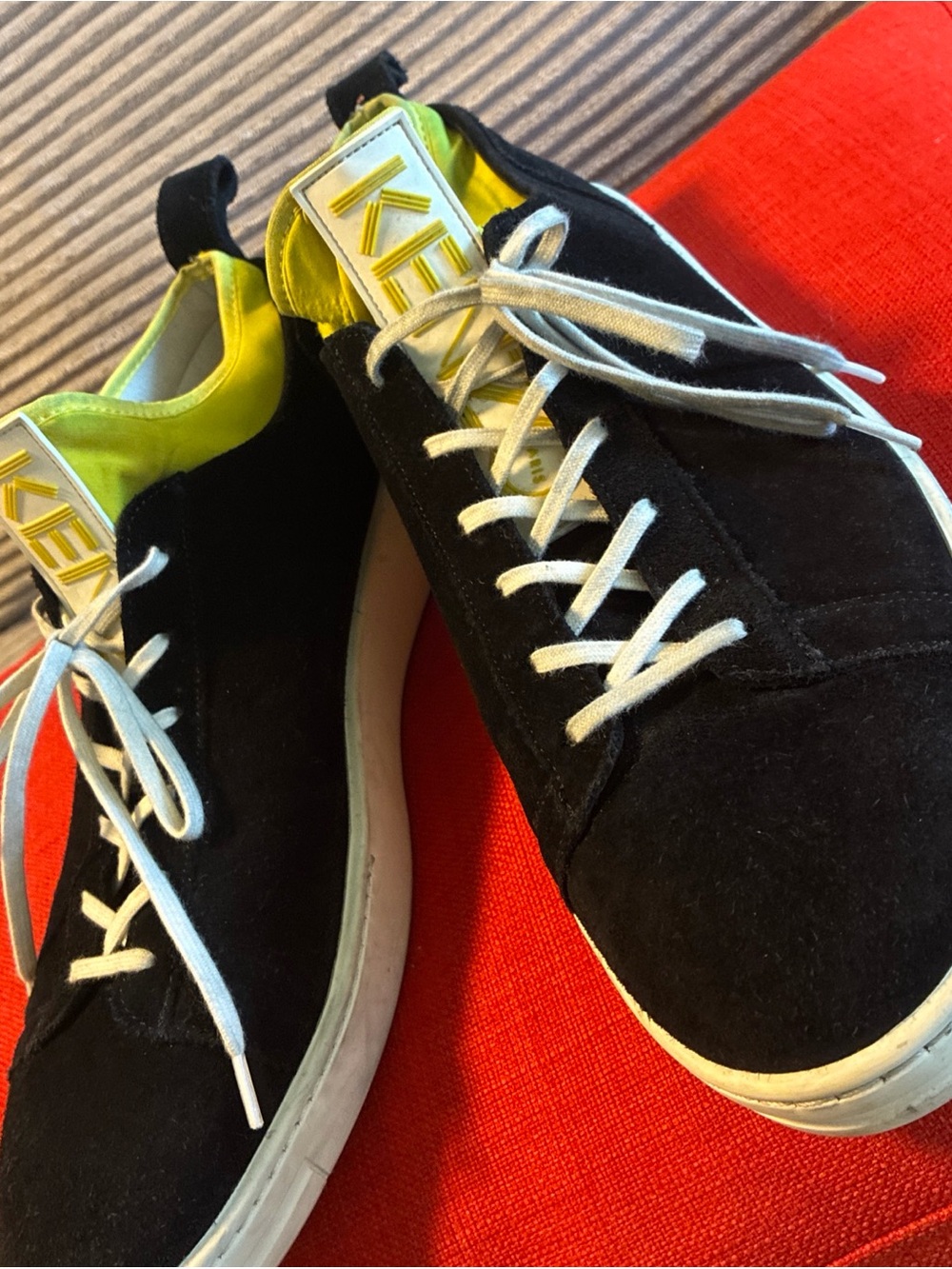 Men’s Kenzo Paris Black /yellow Suede K-City Trainers EU44 US12 - Picture 4 of 11